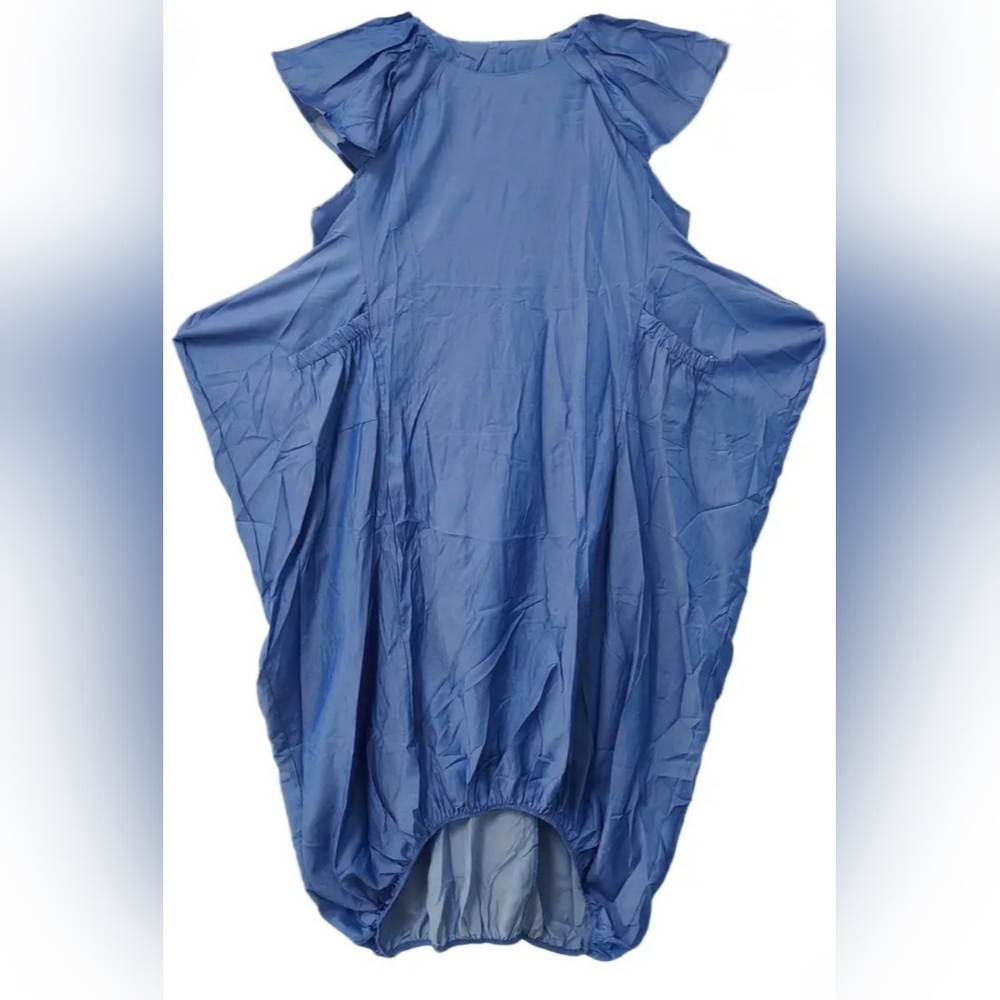 Blue Balloon Maxi Dress with Ruffle Sleeves Plus Size 4X / 24 - Picture 3 of 5